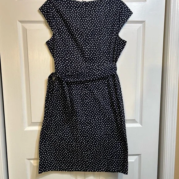 NWT s.OLIVER Black Label Dress Side Tie US Size 12 Blue Polka Dots Cap Sleeves - Picture 10 of 14